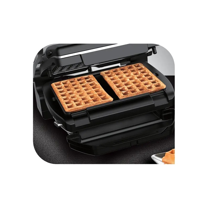 Tefal - Kontaktgrill OPTIGRILL+ INOX WAFFLES 2000W/230V svart/krom