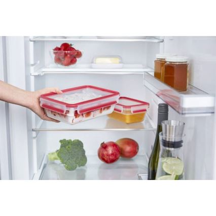 Tefal - Matlåda 0,85 l MSEAL GLASS röd/glas