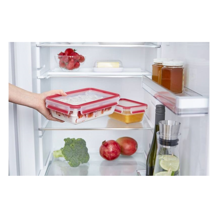 Tefal - Matlåda 0,85 l MSEAL GLASS röd/glas