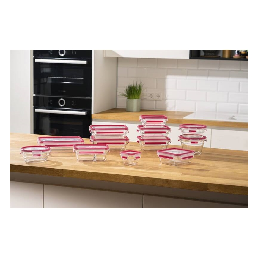 Tefal - Matlåda 0,85 l MSEAL GLASS röd/glas