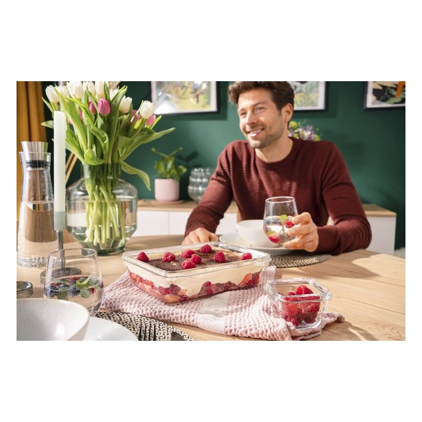 Tefal - Matlåda 3 l MSEAL GLASS röd/glas