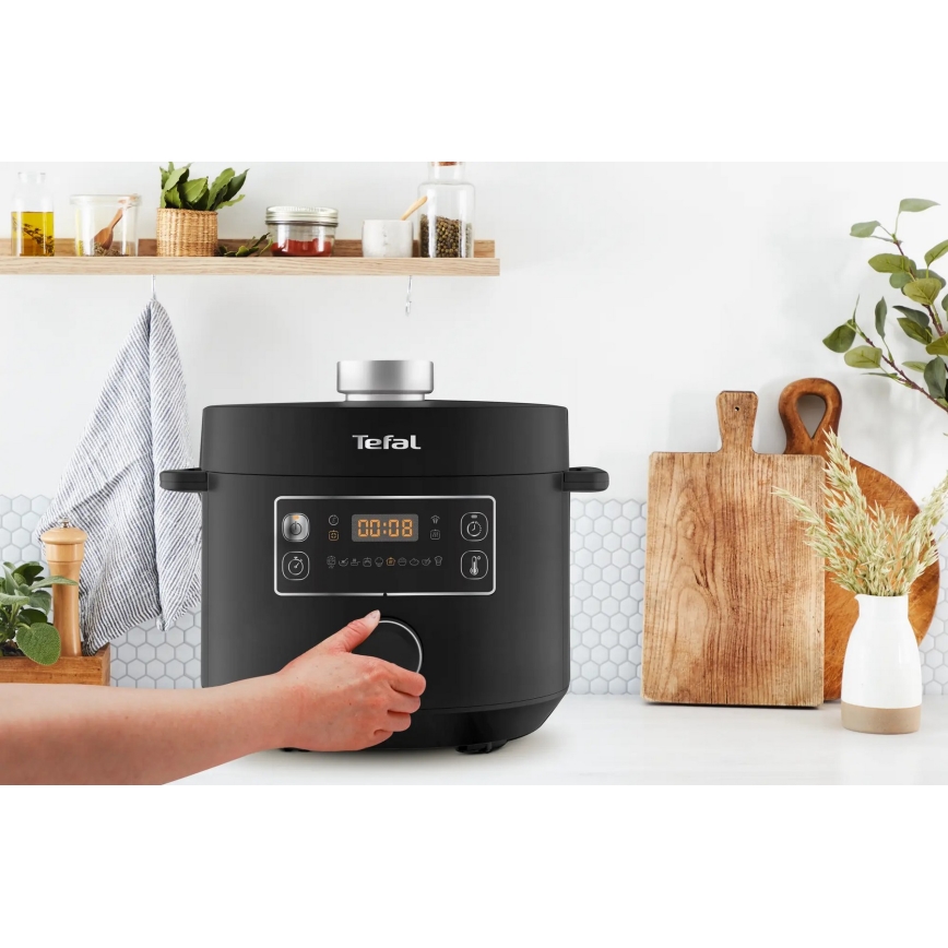 Tefal - multifunktionell elektrisk gryta TURBO CUISINE 4,8 l 1090W/230V svart