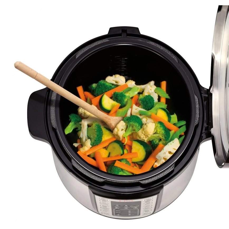 Tefal - Multifunktionell elektrisk tryckkokare ALL IN ONE POT 1100W/230V matt krom/svart