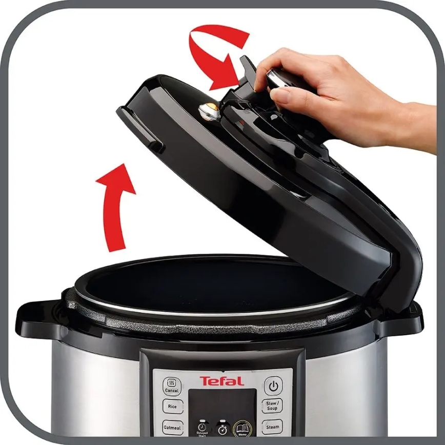 Tefal - Multifunktionell elektrisk tryckkokare ALL IN ONE POT 1100W/230V matt krom/svart