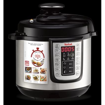 Tefal - Multifunktionell elektrisk tryckkokare ALL IN ONE POT 1100W/230V matt krom/svart