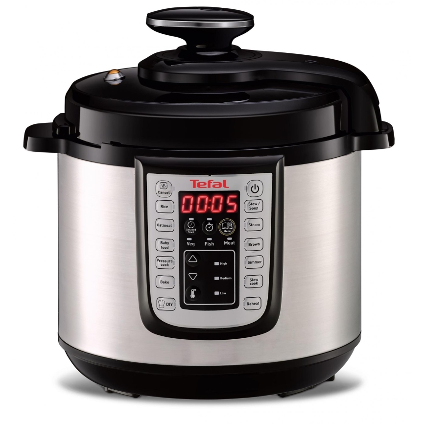Tefal - Multifunktionell elektrisk tryckkokare ALL IN ONE POT 1100W/230V matt krom/svart
