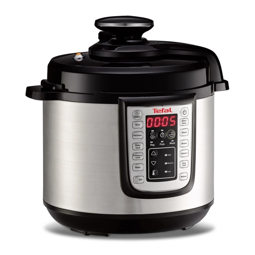 Tefal - Multifunktionell elektrisk tryckkokare ALL IN ONE POT 1100W/230V matt krom/svart