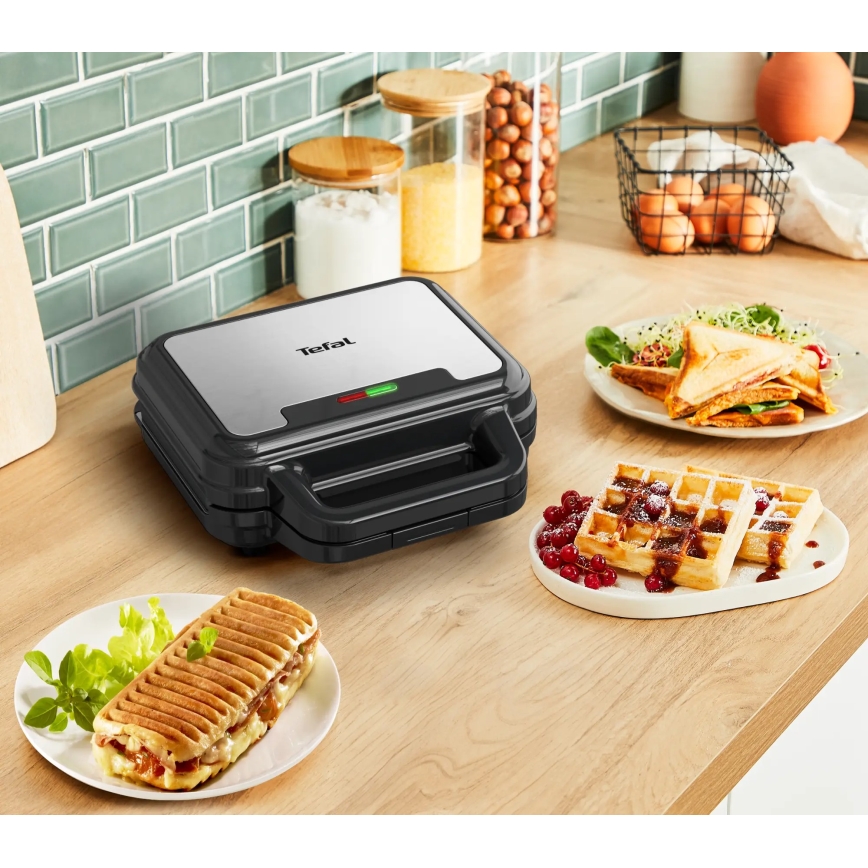Tefal - Sandwich järn ULTRA COMPACT 3i1 700W/230V svart/matt krom