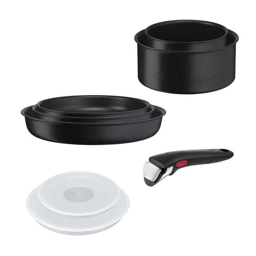 Tefal - Sätt med matlagningsutrustning 8 delar INGENIO BLACK STONE