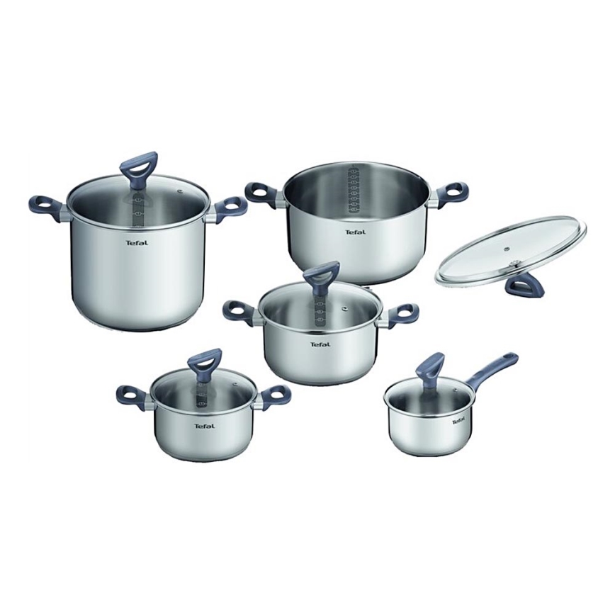 Tefal - Set med 10 kastruller DAILY COOK i rostfritt stål