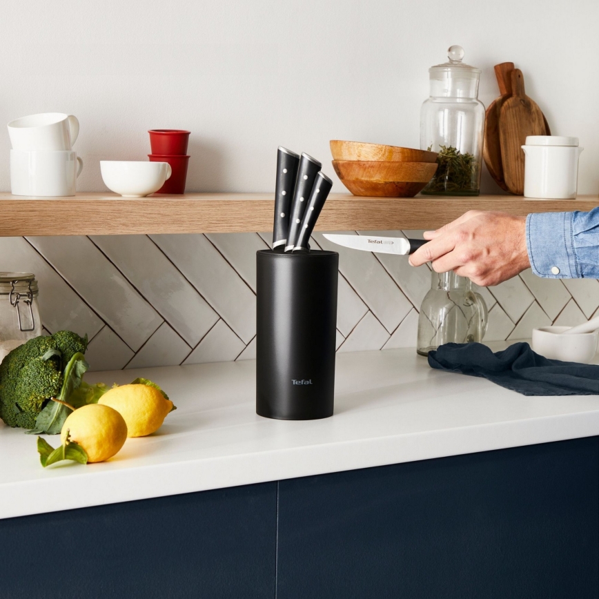 Tefal - Set med 4 köksknivar med knivblock ICE FORCE