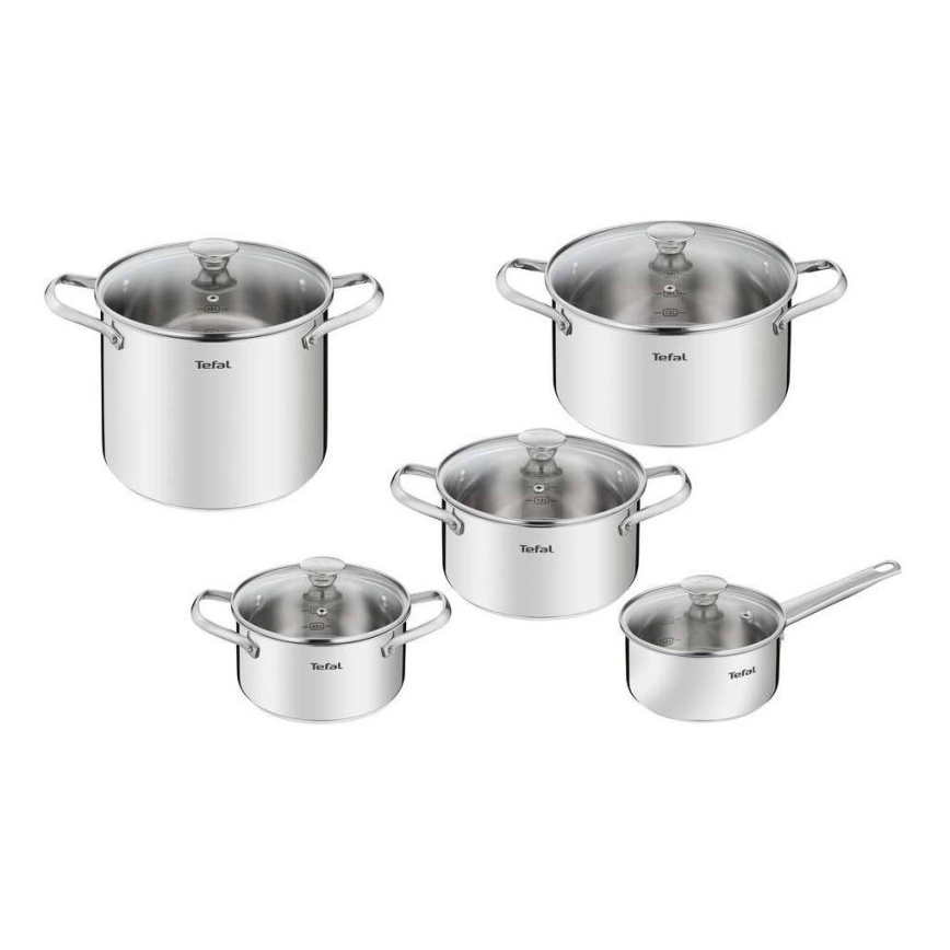 Tefal - Set med grytor 10 delar COOK EAT rostfri