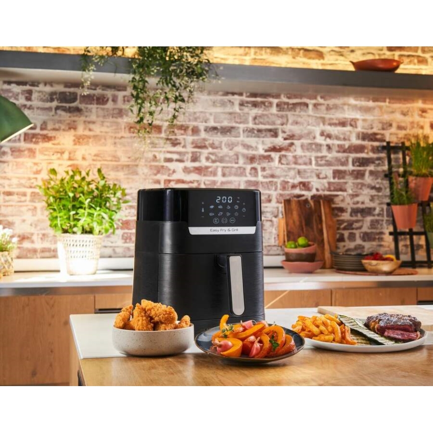 Tefal - Varmluftsfritös 4,2 l EASY FRY&GRILL 2i1 1550W/230V svart