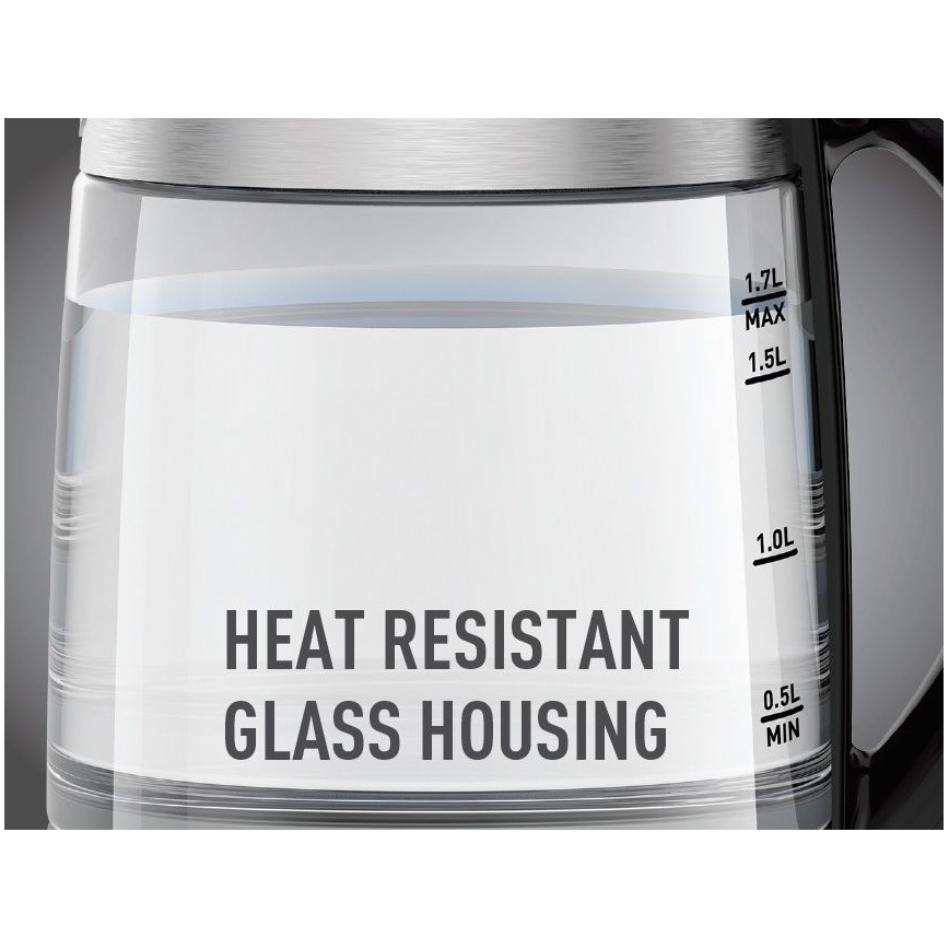 Tefal - Vattenkokare GLASS 1,7 l  2200W/230V matt krom