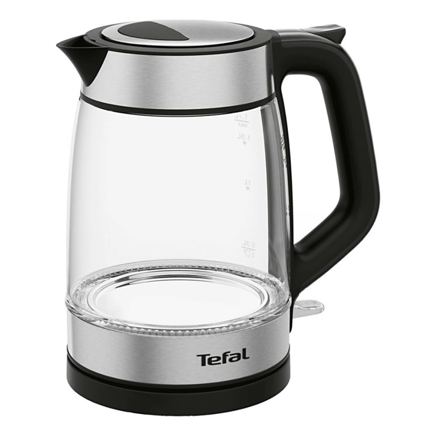 Tefal - Vattenkokare GLASS 1,7l 2200W/230V svart/rostfri