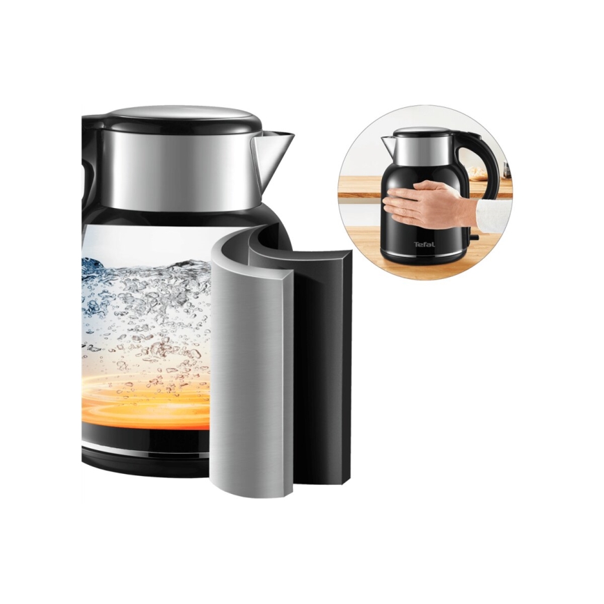Tefal - Vattenkokare THERMO PROTECT XL 1,9l 1650W/230V rostfri/svart