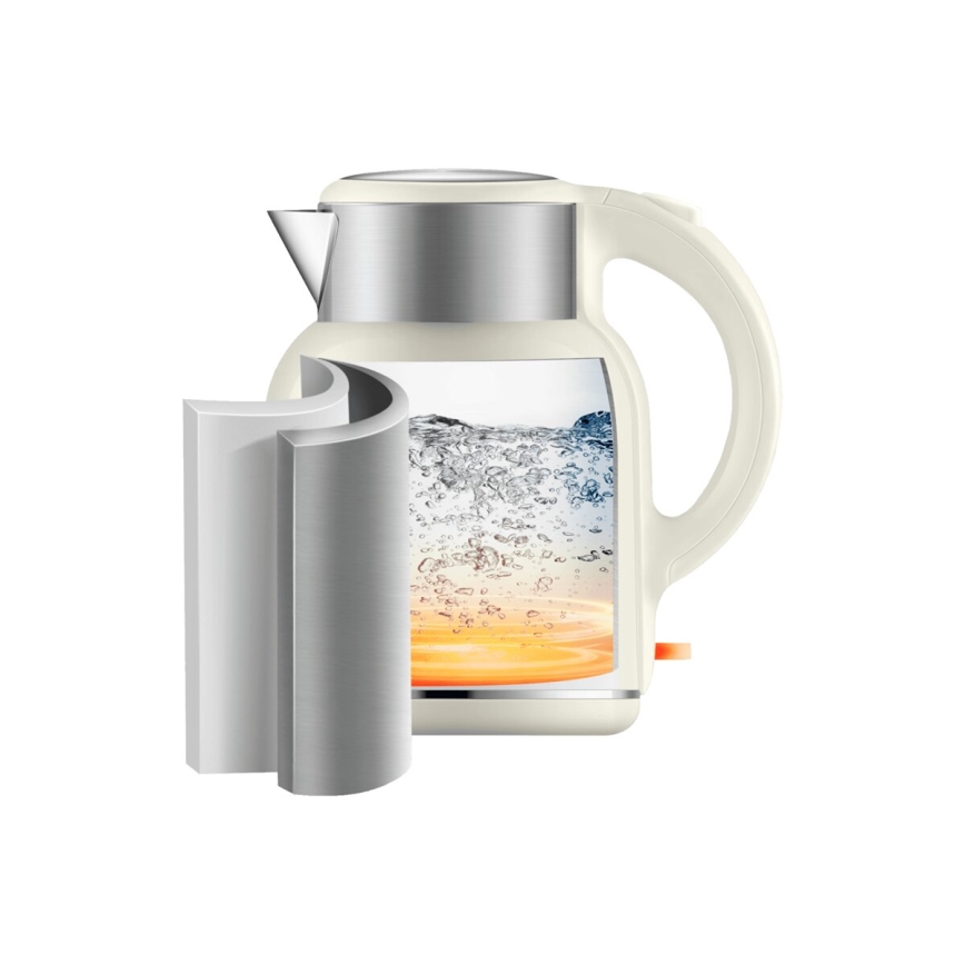 Tefal - Vattenkokare THERMO PROTECT XL 1,9l 1650W/230V rostfri/vit