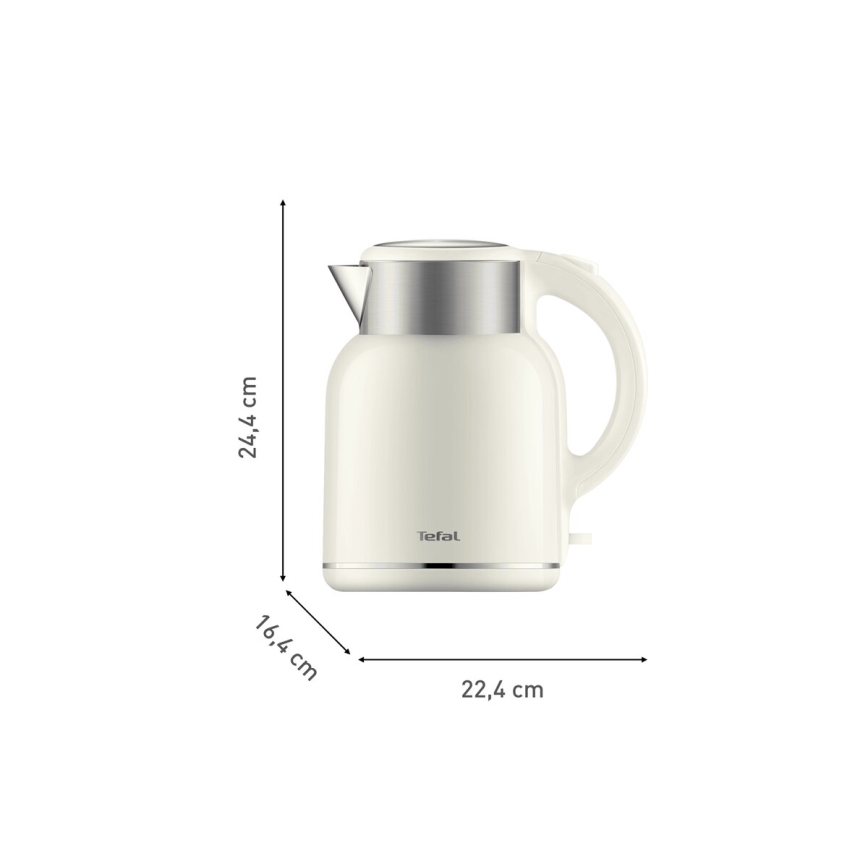 Tefal - Vattenkokare THERMO PROTECT XL 1,9l 1650W/230V rostfri/vit