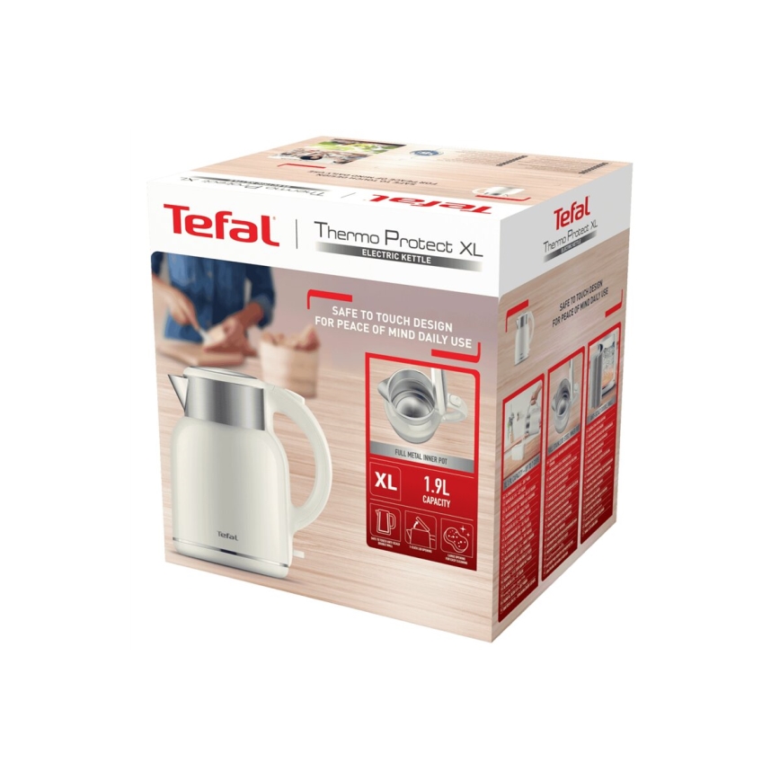 Tefal - Vattenkokare THERMO PROTECT XL 1,9l 1650W/230V rostfri/vit
