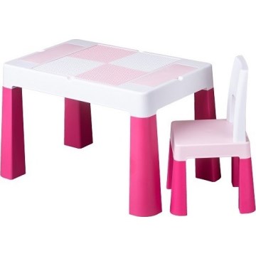 TEGA BABY - Barnbord med stol rosa/vit