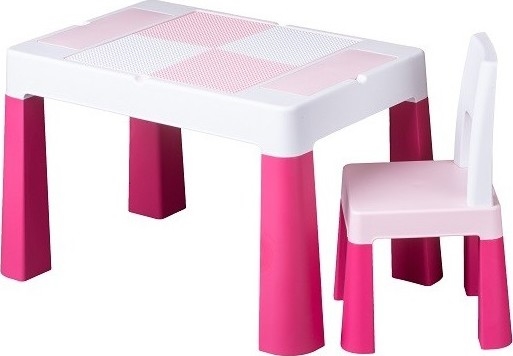 TEGA BABY - Barnbord med stol rosa/vit