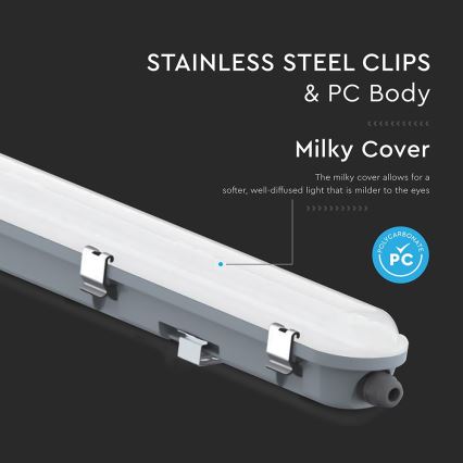 LED-lysrörsarmatur för teknisk användning med nödbelysningsmodul LED/36W/230V 6500K IP65 2200 mAh 120 cm
