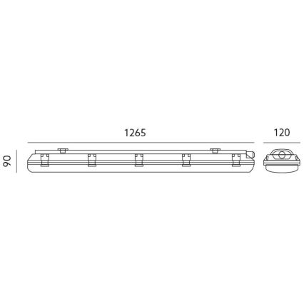 Tekniskt lysrörsarmatur T8 2xG13/18W/230V IP65