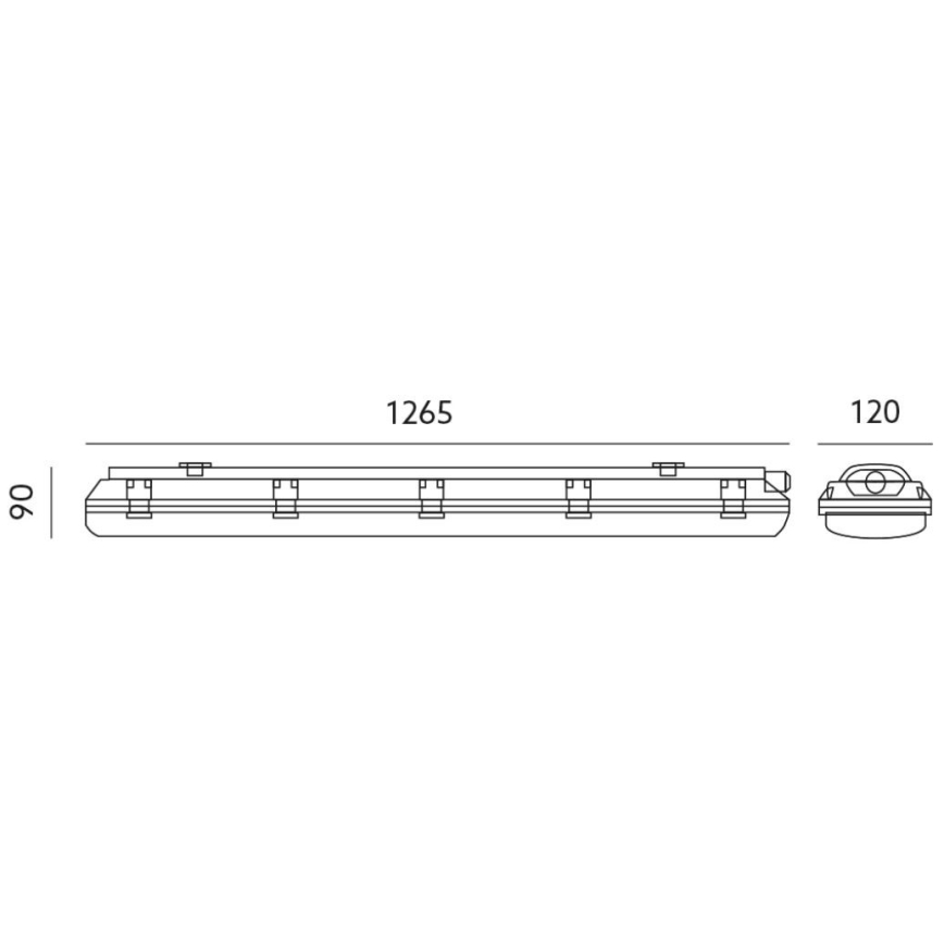 Tekniskt lysrörsarmatur T8 2xG13/18W/230V IP65