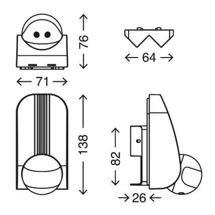 Telefunken 306504TF - Utomhuslampa med rörelsesensor 180° IP44 silver