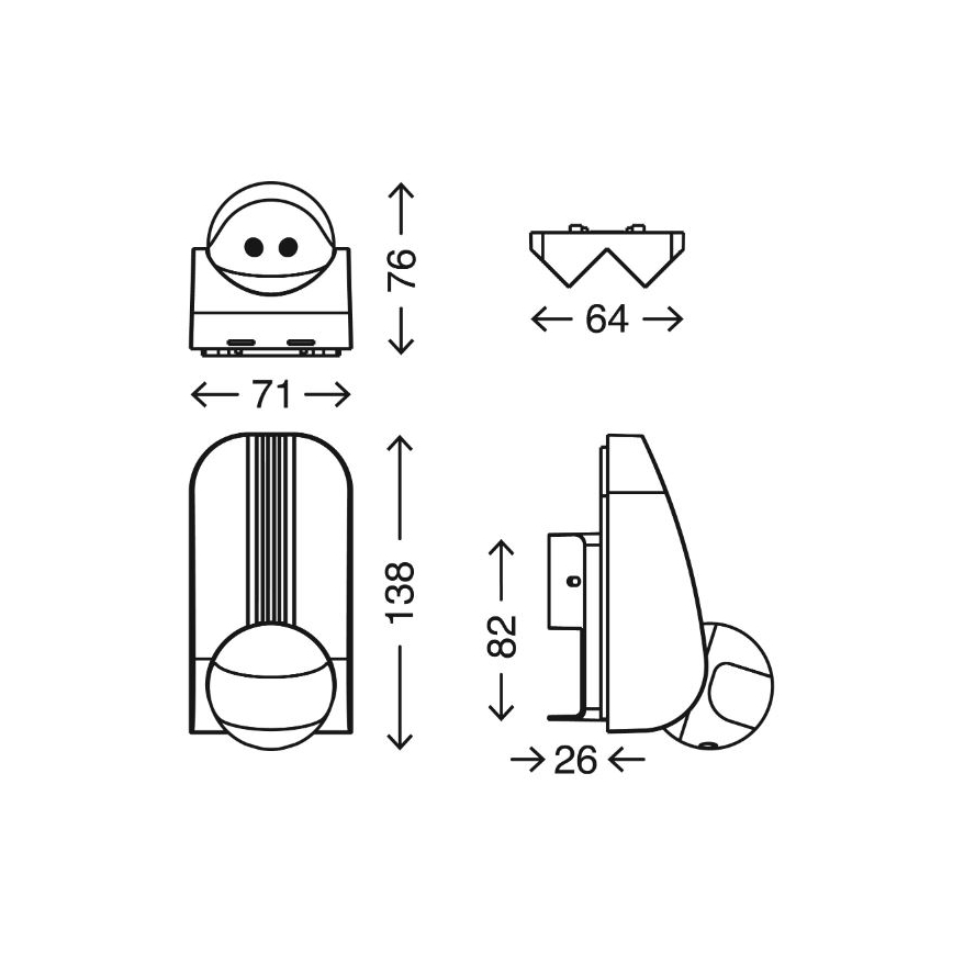Telefunken 306504TF - Utomhuslampa med rörelsesensor 180° IP44 silver