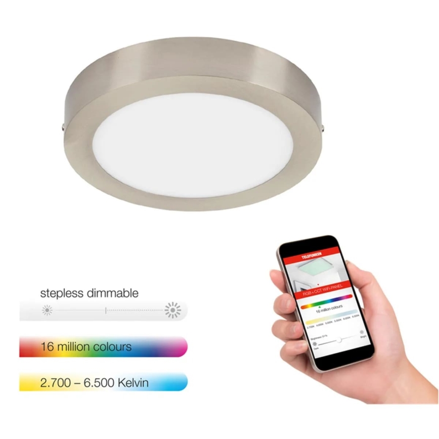 Telefunken 309502TF - LED RGBW Dimbar taklampa LED/18W/230V 2700-6500K Wi-Fi Tuya + fjärrkontroll