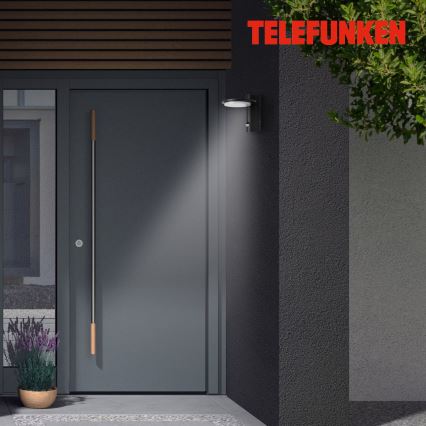 Telefunken 312505TF-LED Utomhus vägglampa med sensor LED/10W/230V IP44 svart