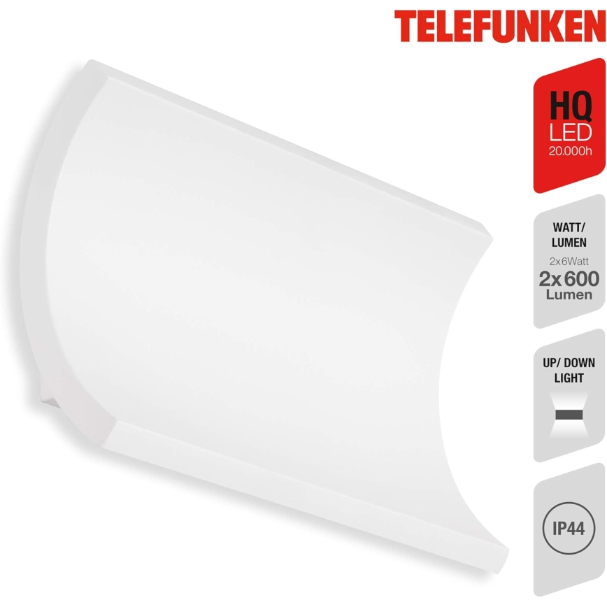 Telefunken 312806TF - LED vägglampa för utomhusbruk 2xLED/6W/230V IP44 vit