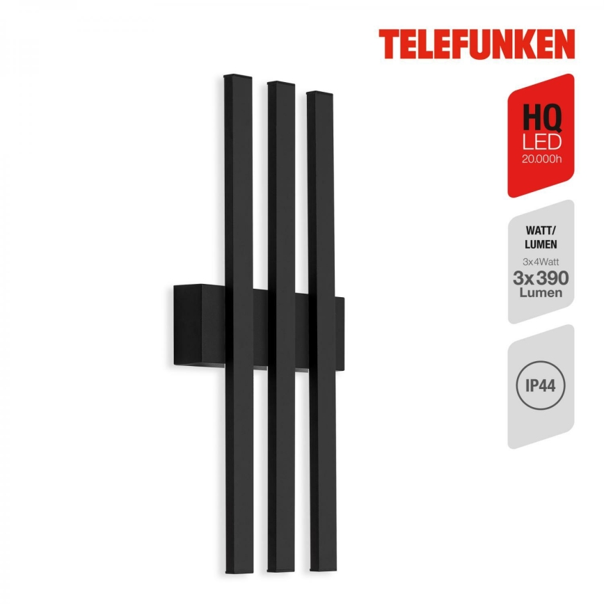 Telefunken 313305TF - LED vägglampa för utomhusbruk 3xLED/4W/230V IP44