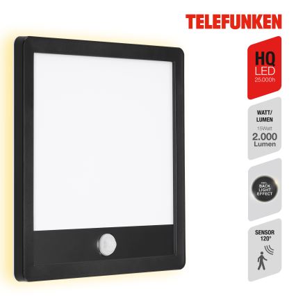 Telefunken 313805TF - LED Utomhus vägglampa med sensor LED/15W/230V IP44