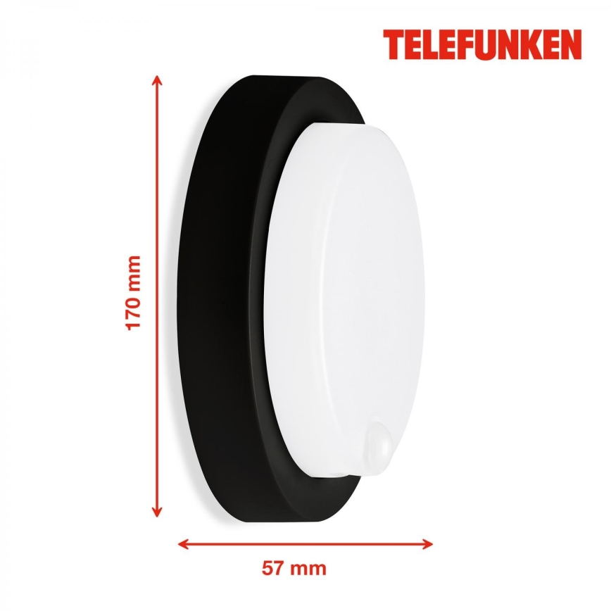 Telefunken 315305TF - LED Utomhus vägglampa med sensor LED/12W/230V IP44 svart