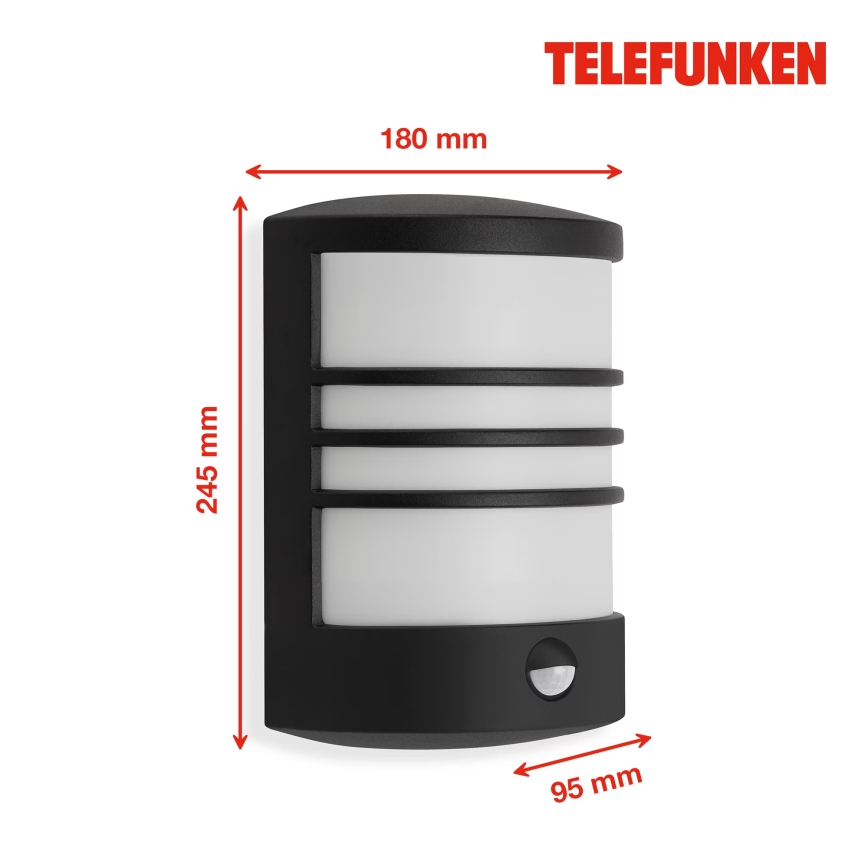Telefunken 315505TF - LED Utomhus vägglampa med sensor LED/12W/230V IP44 svart