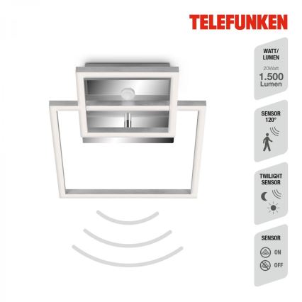 Telefunken 318608TF - LED taklampa med sensor FRAME LED/17W/230V 3000K matt krom
