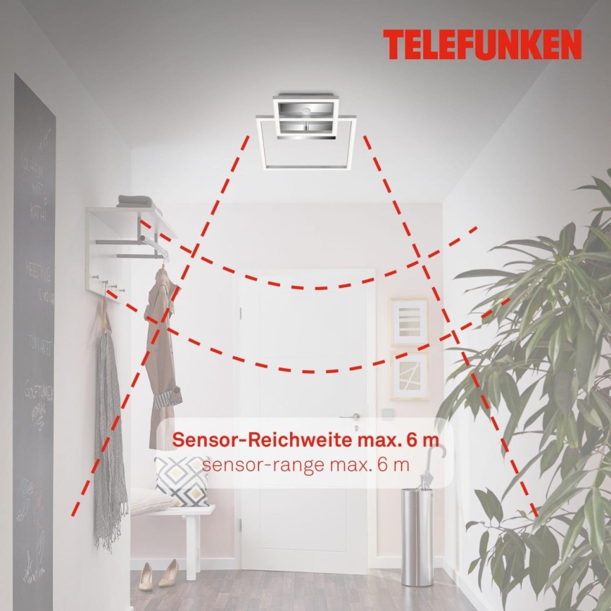 Telefunken 318608TF - LED taklampa med sensor FRAME LED/17W/230V 3000K matt krom