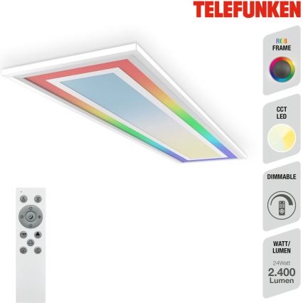 Telefunken 318906TF - LED RGBW dimbart takarmatur LED/24W/230V 3000-6500K 25x100 cm + fjärrkontroll