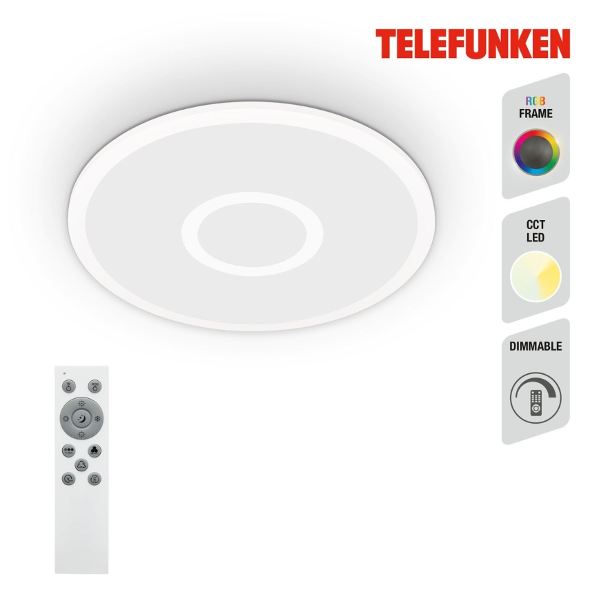 Telefunken 319306TF - LED RGBW Ljusreglerad belysning LED/22W/230V 2700-6500K + fjärrkontroll
