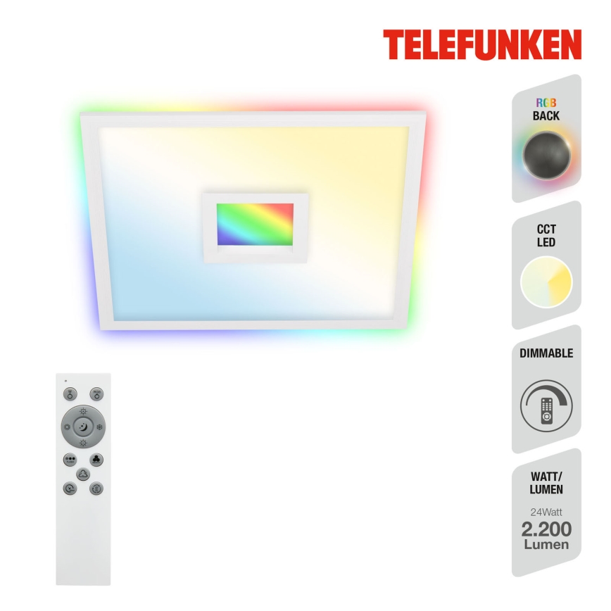 Telefunken 319406TF - RGBW Dimbar taklampa LED/24W/230V 2700-6500K vit + fjärrkontroll