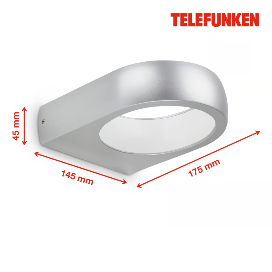 Telefunken 320204TF - LED utomhusvägglampa LED/6,5W/230V IP44 matt krom