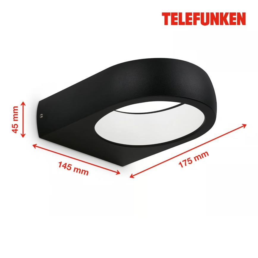 Telefunken 320205TF - LED utomhusvägglampa LED/7,5W/230V IP44 svart