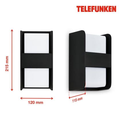 Telefunken 321005TF - Vägglampa för utomhusbruk 1xE27/12W/230V IP44 svart