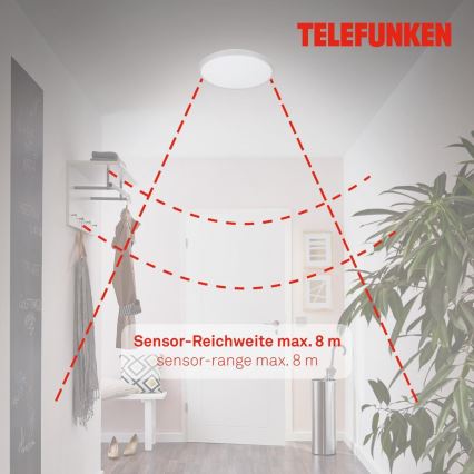 Telefunken 601604TF - LED taklampa för badrum med sensor LED/12W/230V IP44 diameter 29 cm