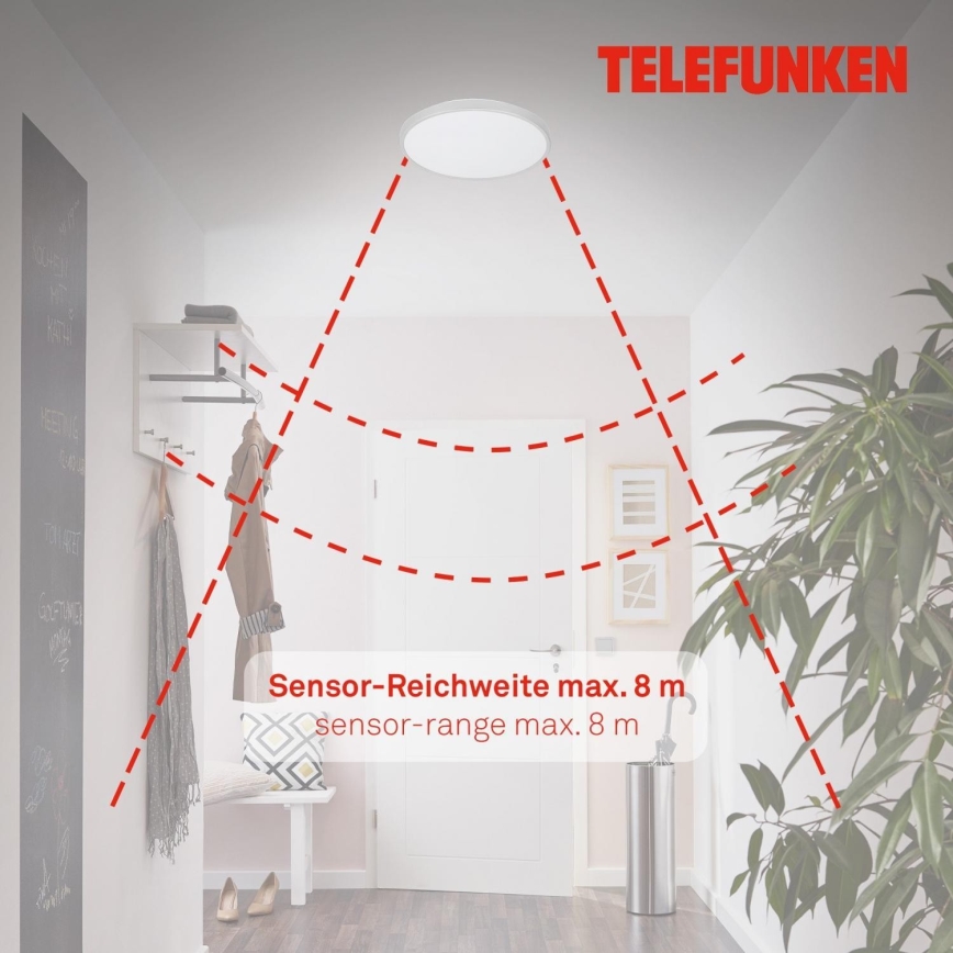 Telefunken 601604TF - LED taklampa för badrum med sensor LED/12W/230V IP44 diameter 29 cm