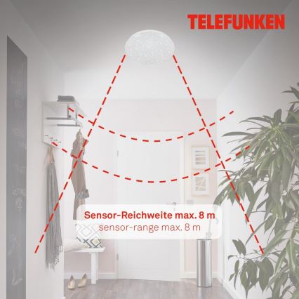 Telefunken 601706TF - LED taklampa med sensor LED/12W/230V diameter 27 cm