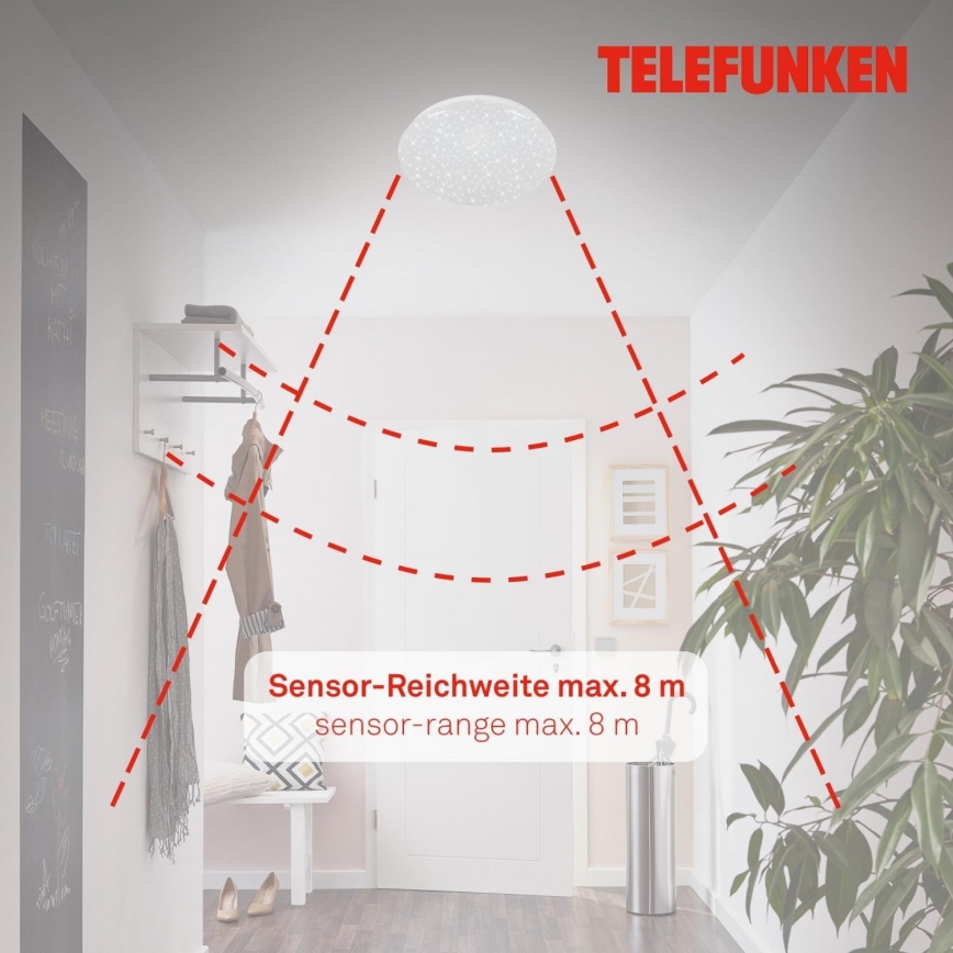 Telefunken 601706TF - LED taklampa med sensor LED/12W/230V diameter 27 cm