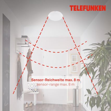 Telefunken 602006TF - LED taklampa för badrum med sensor LED/15W/230V IP44 4000K